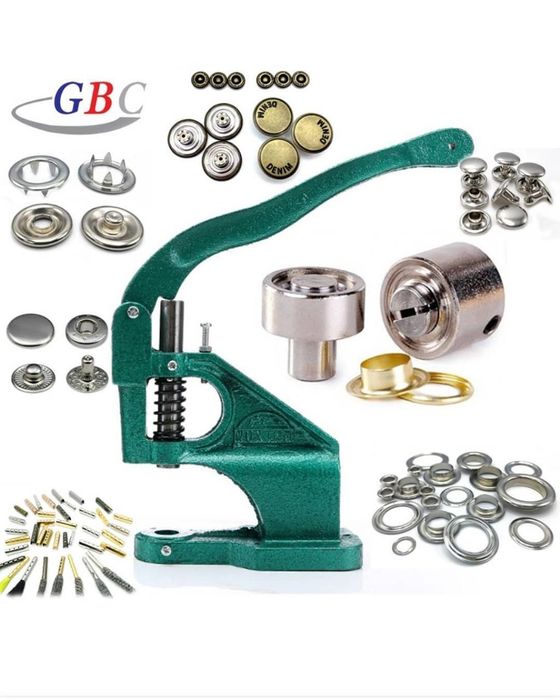 Knopka kalso va materialga tugma qoplash apparatlari