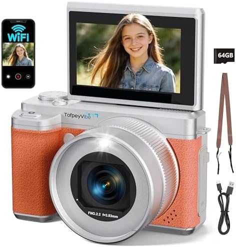 Нов 5K цифров фотоапарат WiFi 180° екран 18X zoom 64GB карта камера за начинаещи