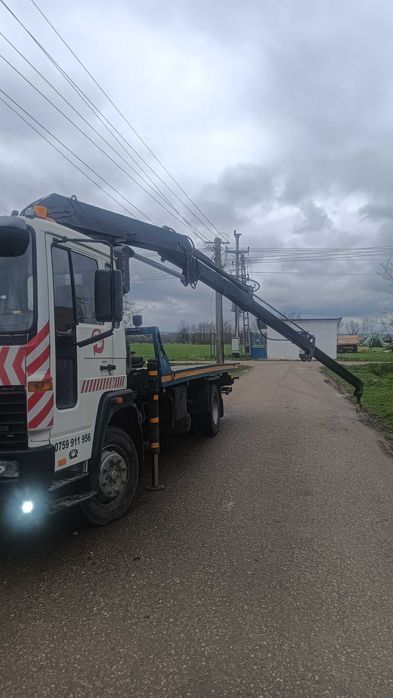 Autoplatforma volvo fl 6 cu macara ,troliu si furca