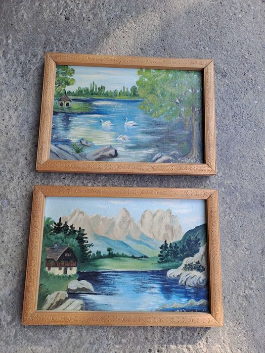 tablou pictura pe panza 44/31 cm semnat