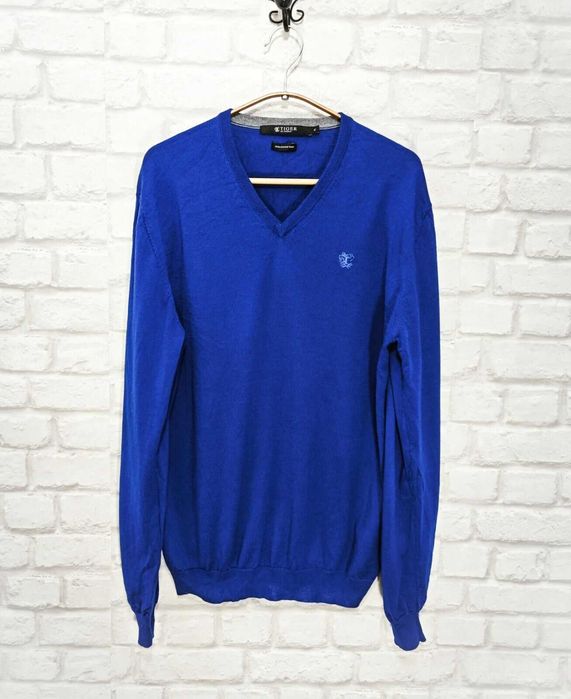 Tiger of Sweden Оригинален син пуловер от мерино вълна размер XL