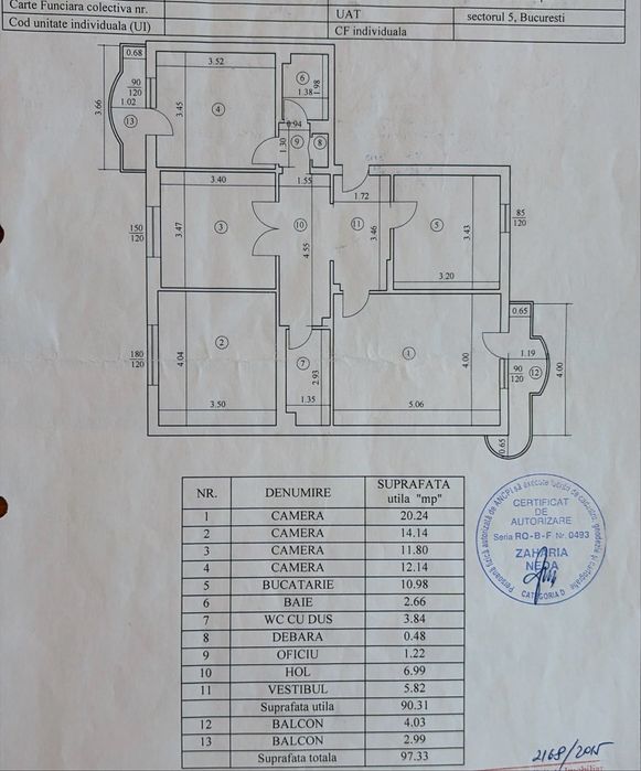 Vânzare 4 camere 13 septembrie et 1/8 98mp