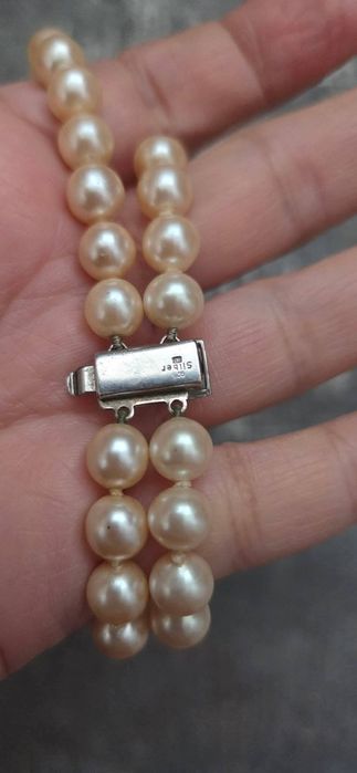 Colier dublu din argint si perle de Mallorca