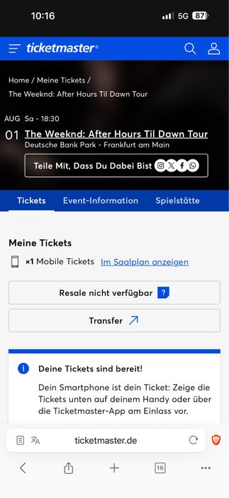 The Weeknd bilet concert Frankfurt 1 august 2026