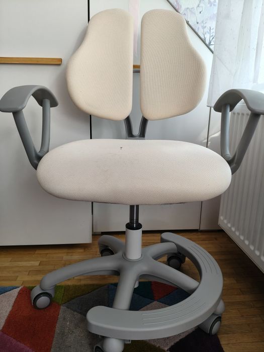 Scaun birou ergonomic Kring Daisy, pentru copii, spatar si sezut reglabil, material textil impermeabil, Bej