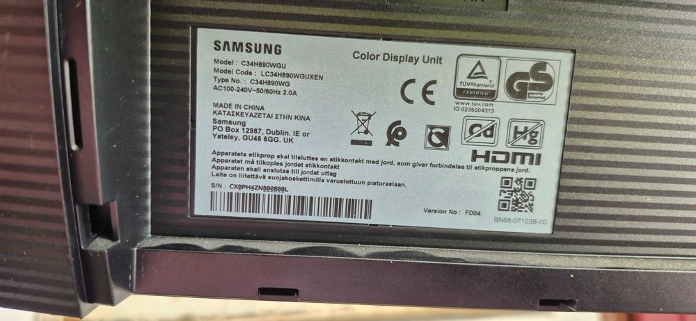Monitor samsung 34 inch 144hz 4K ultrawide