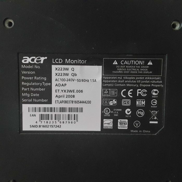 Продам монито acer с дефектом
