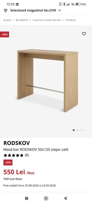Set masa tip Bar și scaune bar