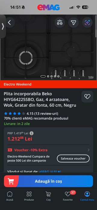 Plita gaz Beko in garantie 2 ani