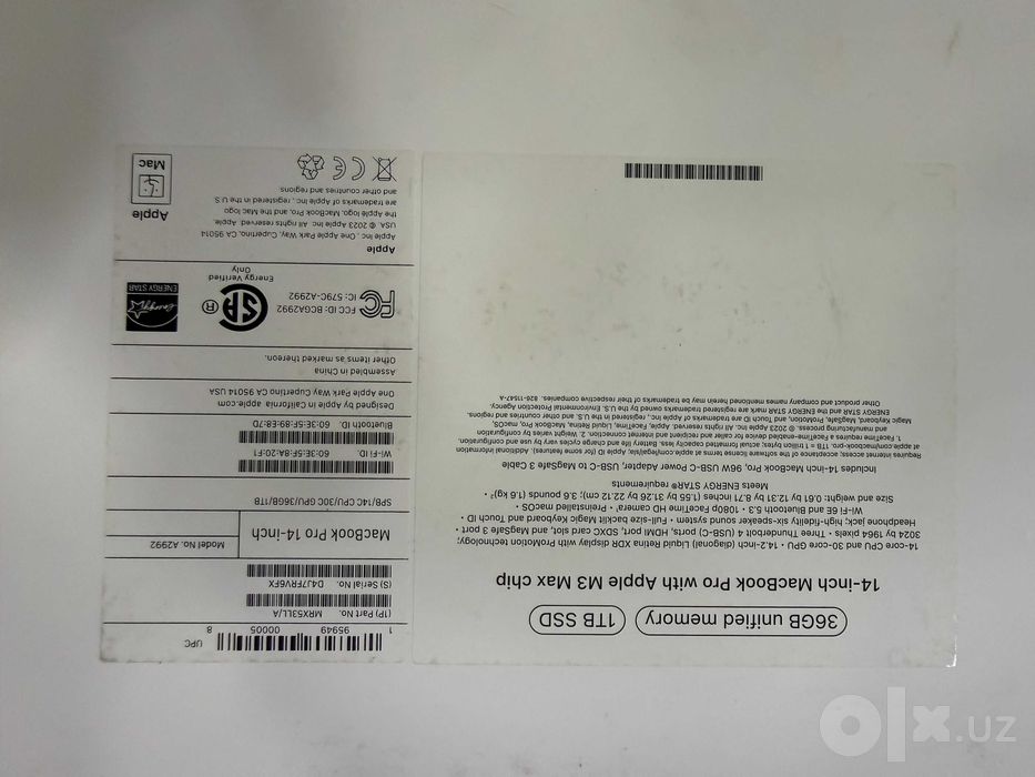 Apple MacBook Pro 14 M3 Max 36GB / 1TB SSD