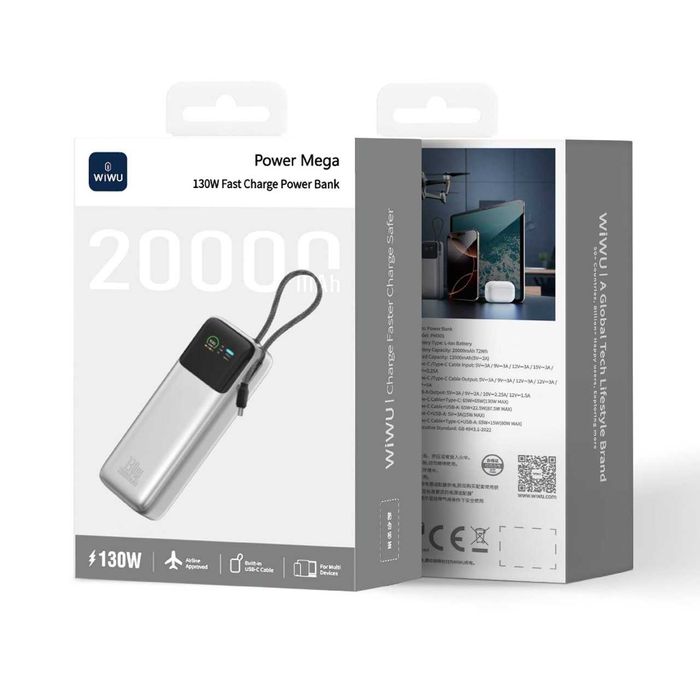 130W 20000mAh  повербанк WiWU Power Mega. Есть доставка