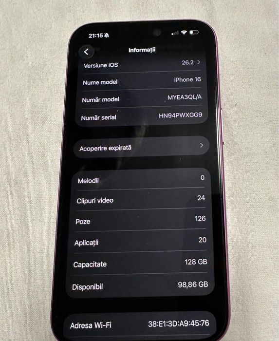 Iphone 16, 128Gb roz