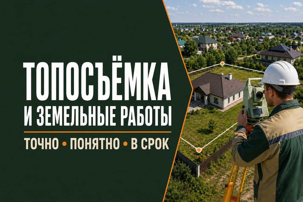 Топосъемка/Исполнительная съемка/Межевание/Вынос границ/Земля