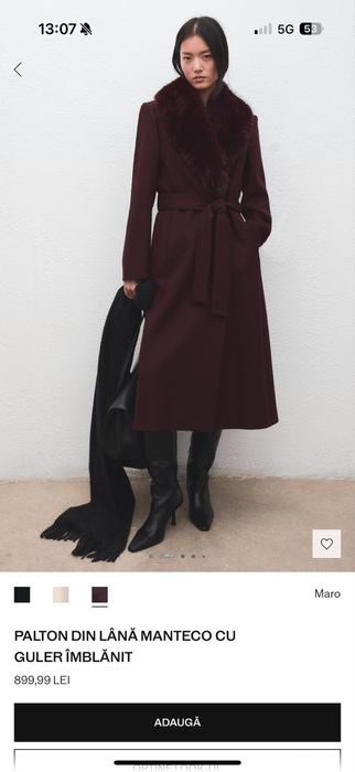 Palton Mango din lana Manteco cu guler imblanit