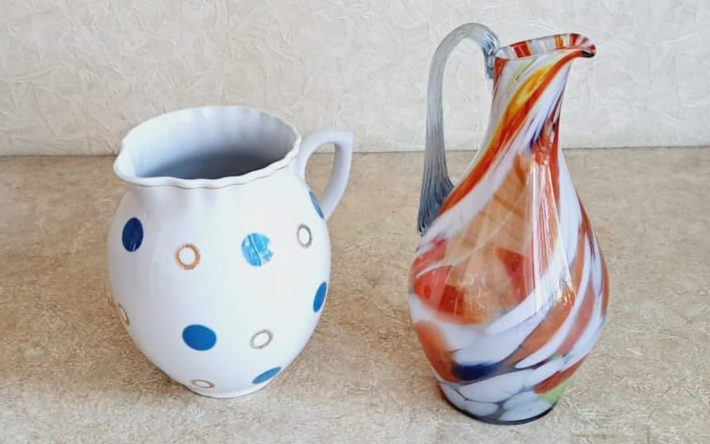 Кувшин, кружки фарфор, стекло