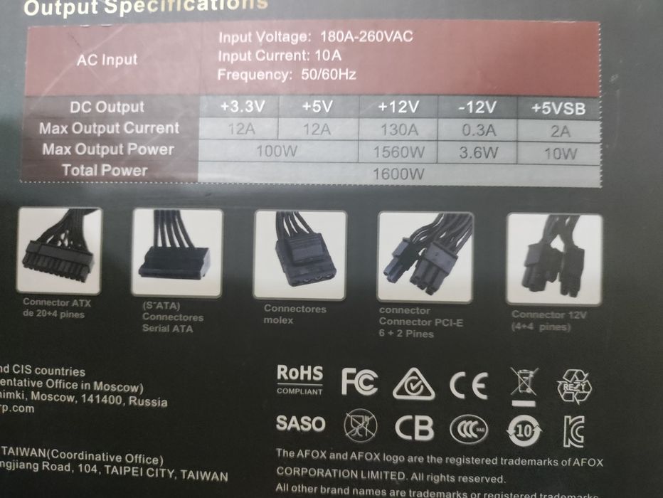 Блок питания AFOX 1600W