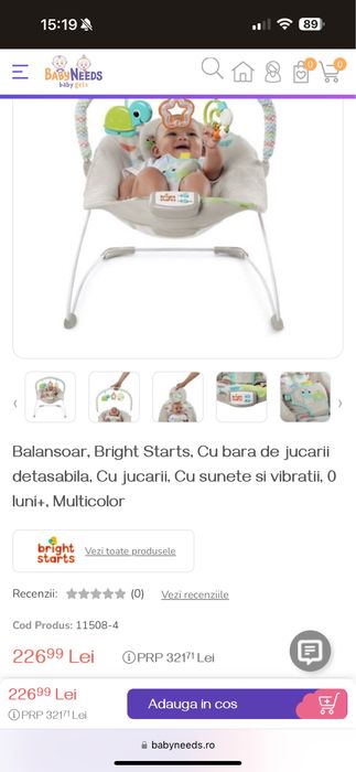 Balansoar vibrant cu melodii si bara de jucarii