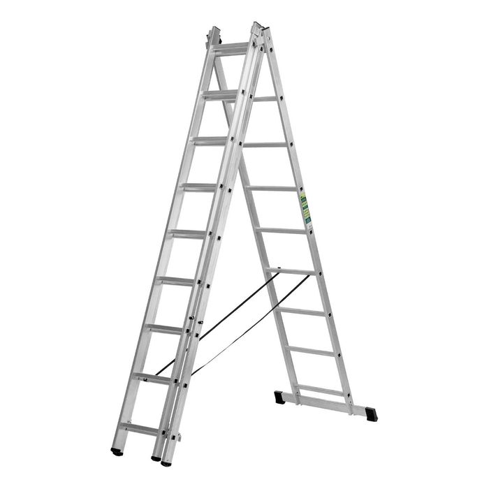 Лестница трехсекционная алюминиевая Сибртех  (от 3×6 до 3×14 ступеней)