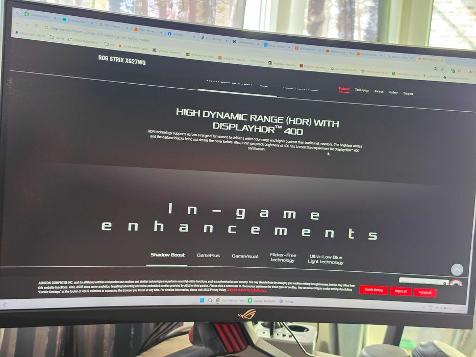 Гейминг монитор 27" ASUS ROG Strix XG27WQ – за ремонт / части / Здрава матрица и работещ