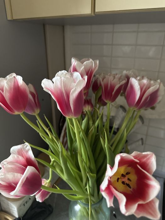 Тюльпаны, именной букет, белые розы