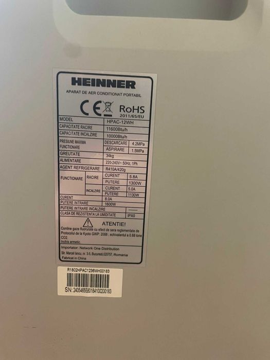 Aer Conditionat Portabil Heinner 11600 BTU