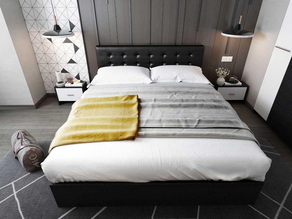 Set Dormitor Mario 3U 6 piese tapitat wenge