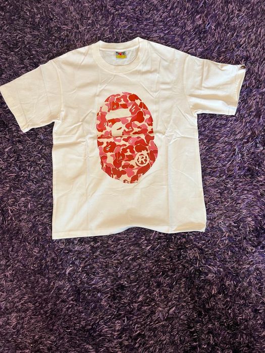 Tricou bape alb si rosu