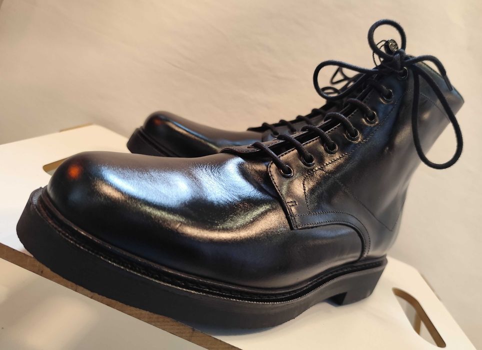 Ghete lace up 41 43 premium Massimo Dutti NOI piele naturala negru