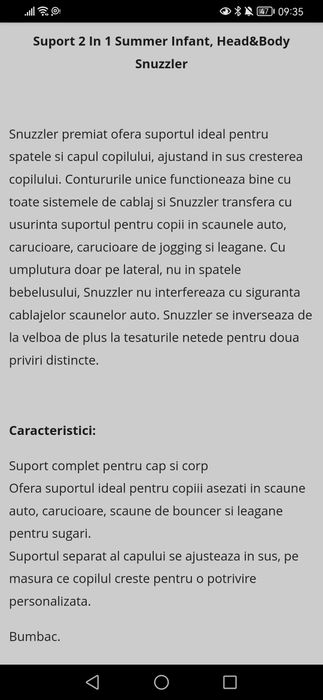 Suport sustinere pt scaun, scoica, carut Bebe