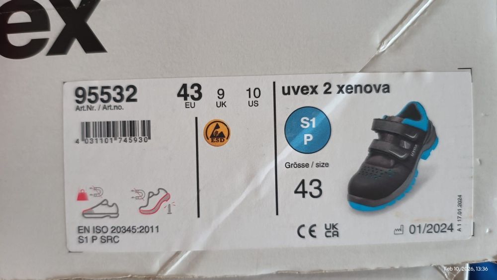 Sandale de protectie Uvex 2 S1 ESD SRC 95532, marime 43