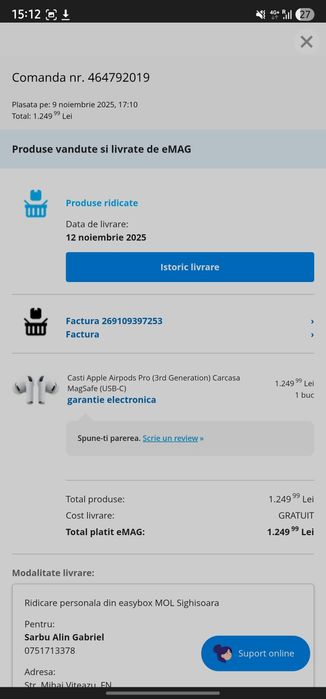 Airpods pro 3 cu garantie