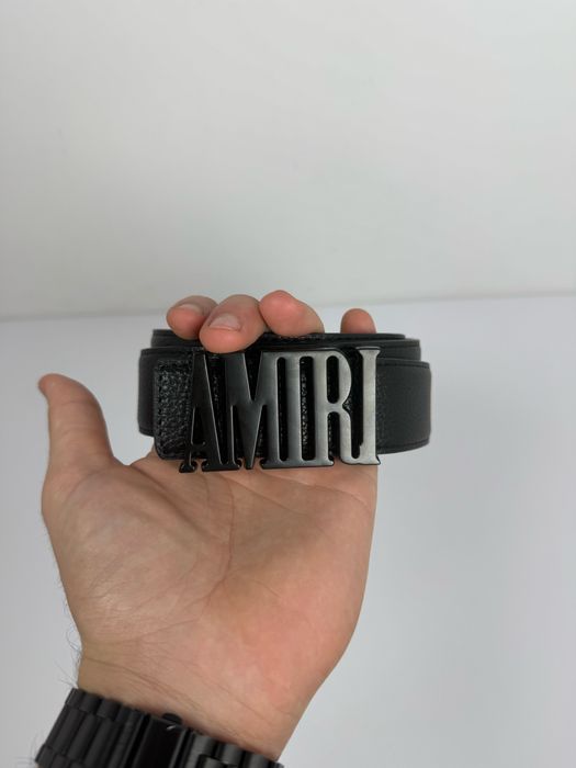 Curea AMIRI Negră - Piele, Cataramă Logo Mată - Nouă