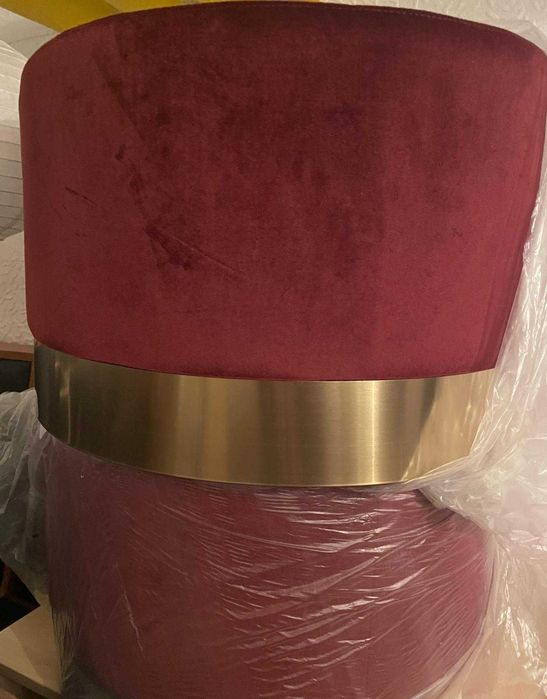 Taburet rosu / bordo / bordeaux auriu