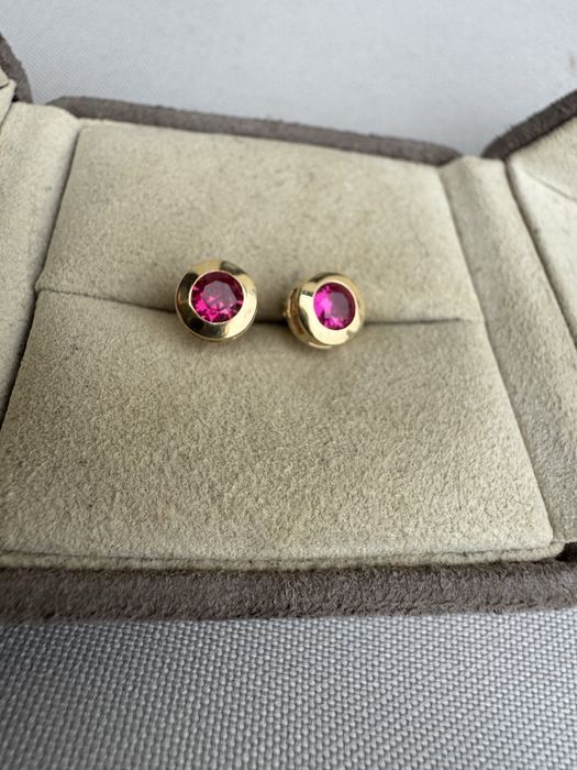 Cercei aur 14 k si rubine