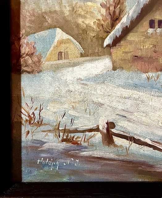 "IARNA" Tablou f VECHI, semnat , ulei pe panza, 70x50cm