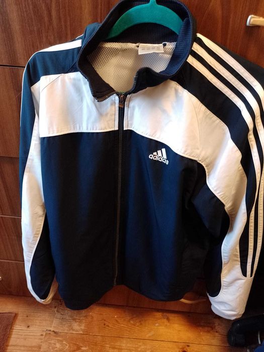Bluza trening Adidas alb albastru L