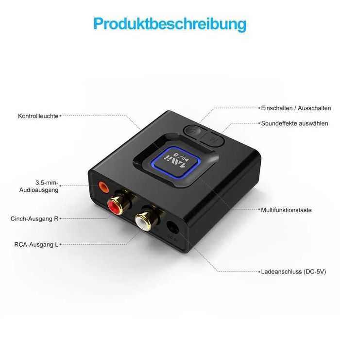 1Mii ML201 Adapter for Stereo System, Bluetooth 5.0 Receiver