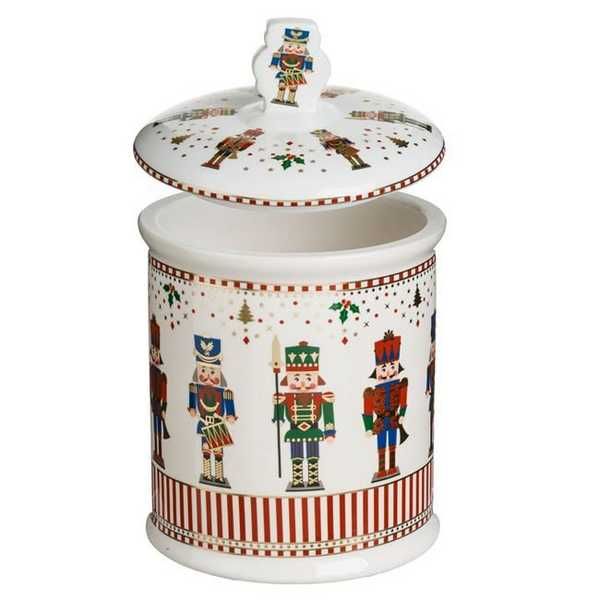 Коледен буркан за бисквитки Mercado Trade, Войници, Бял