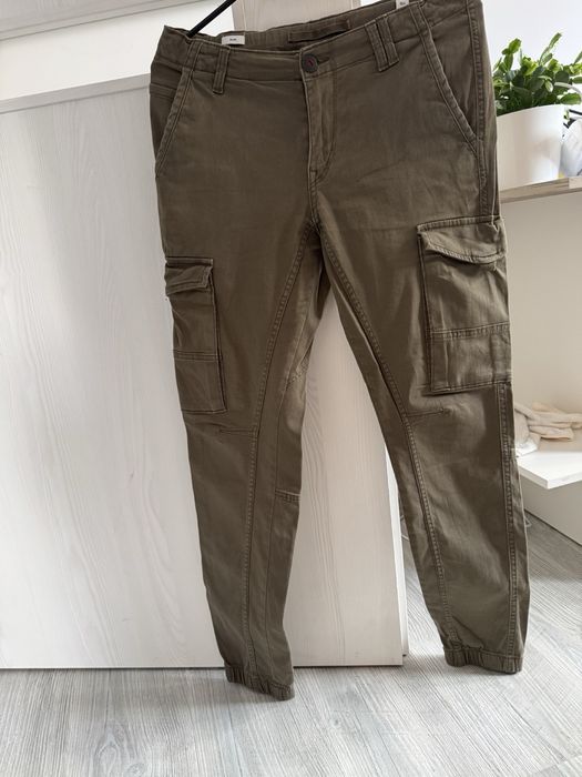 Pantaloni cargo Jack & Jones kaki, slim fit, mărimea 164/14Y (potriviți și pentru bărbați XS/S)