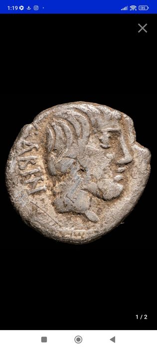 Denar Argint din Republica Romană emis de L Titurius L.f. Sabinus în anul 89 î.Hr.