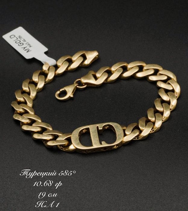 Золотое браслет Kristian Dior, проба 585 вес 10,90 гр, длина 19 см