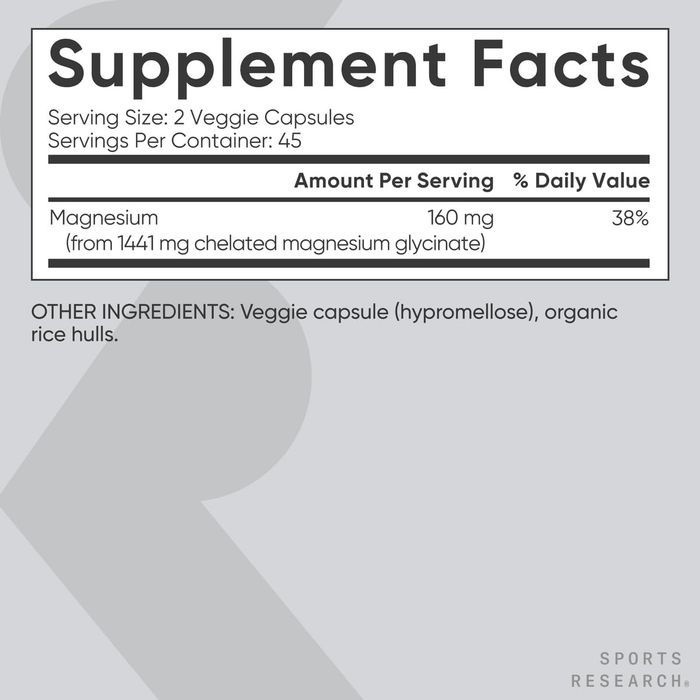 Магний Глицинат Sports Research 160мг 90вегакапсул