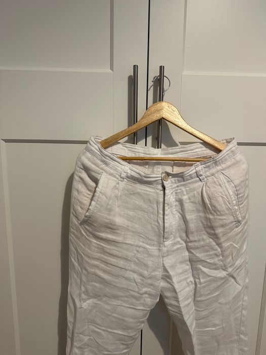 Pantaloni, M, Zara, albi, bărbați, in