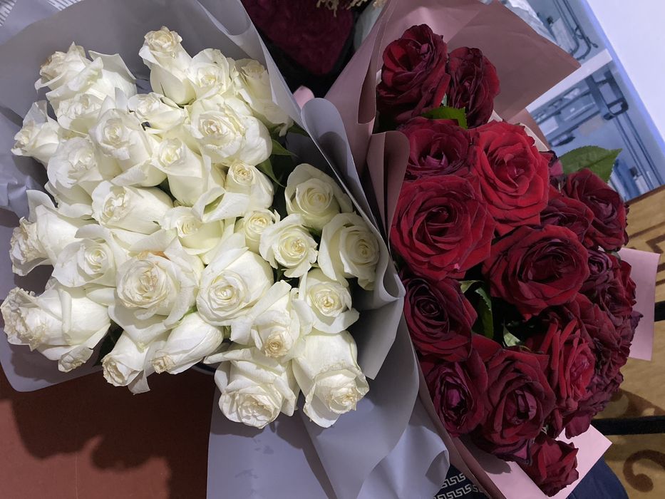 Белые и красные розы