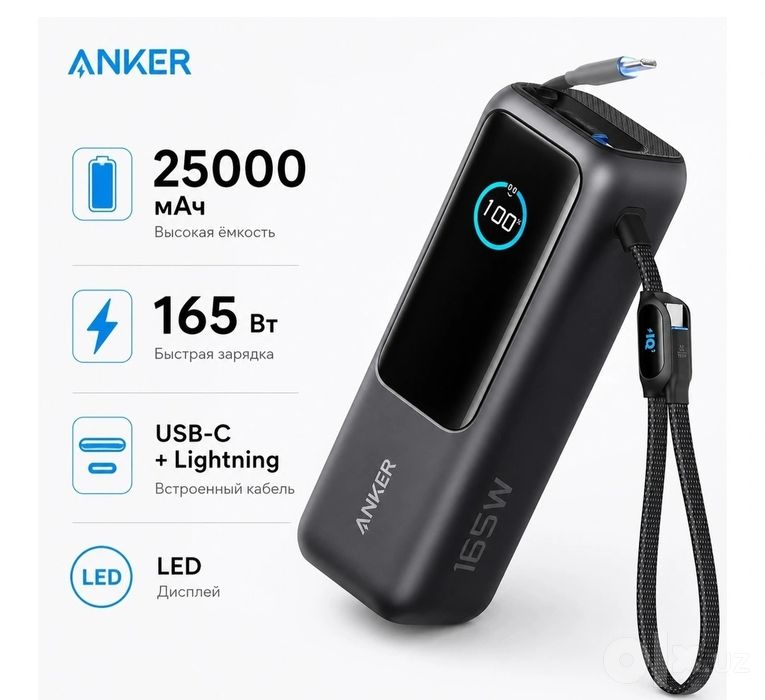 Мощнейший повербанк Anker A1695, 25 000 mAh