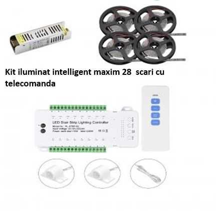 Kit iluminat pentru scari cu telecomanda  28 de trepte sau 32