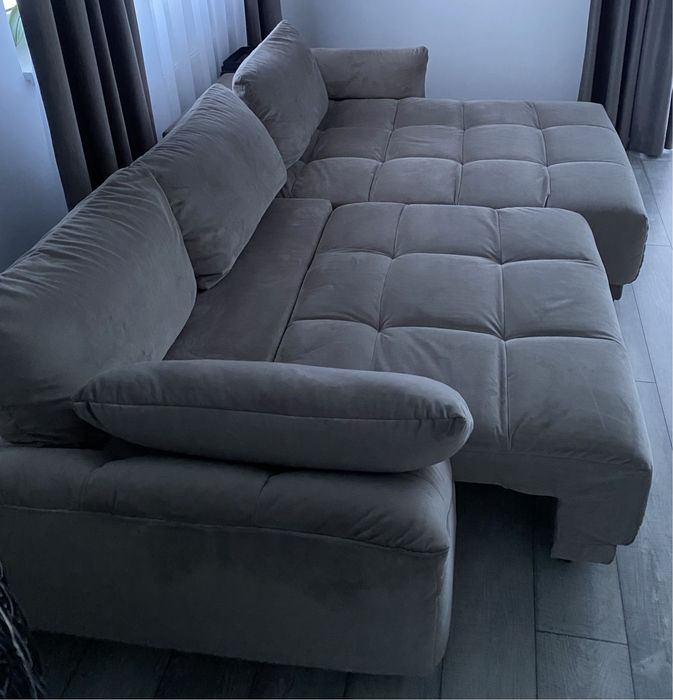 Coltar living extensibil pe stanga culoare gri