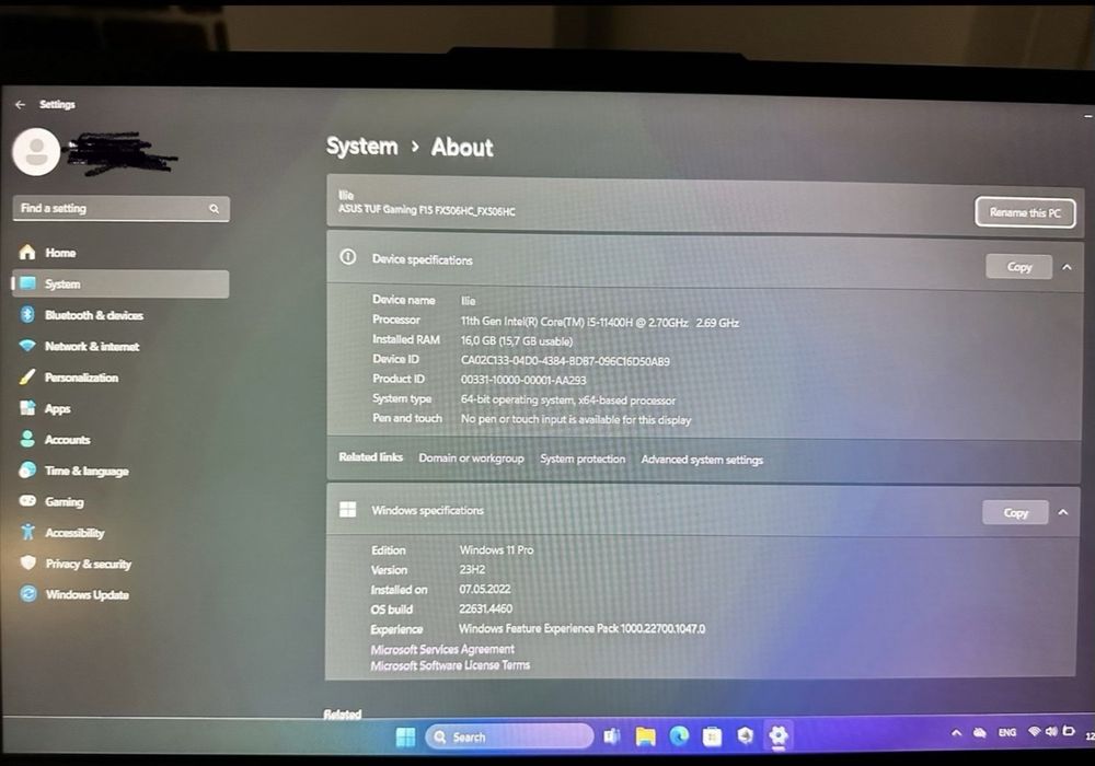 Laptop Gaming ASUS TUF F15 FX506HC
