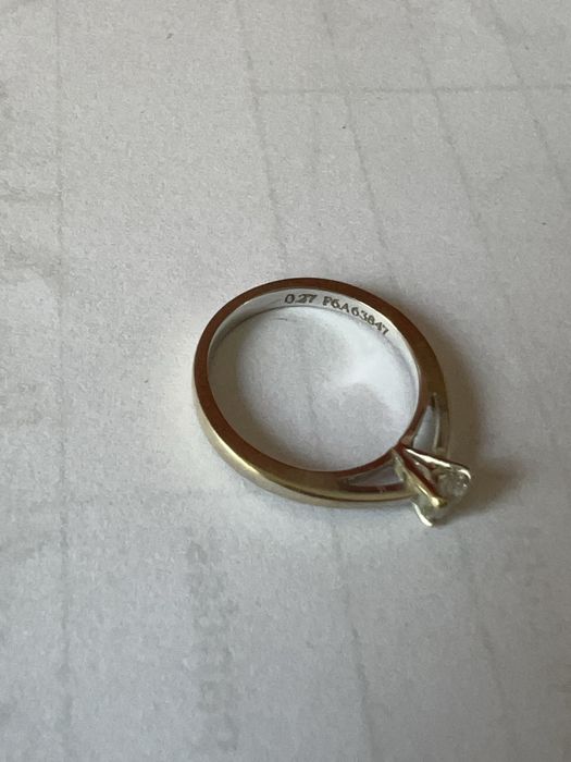 Inel logodnă aur alb 18K cu Diamant Natural 0.27 ct, Culoare E, Certificat IGI