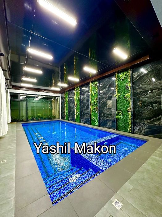 Бассейн искусственный газон декор suniy lanshaft Gul devor fitositina